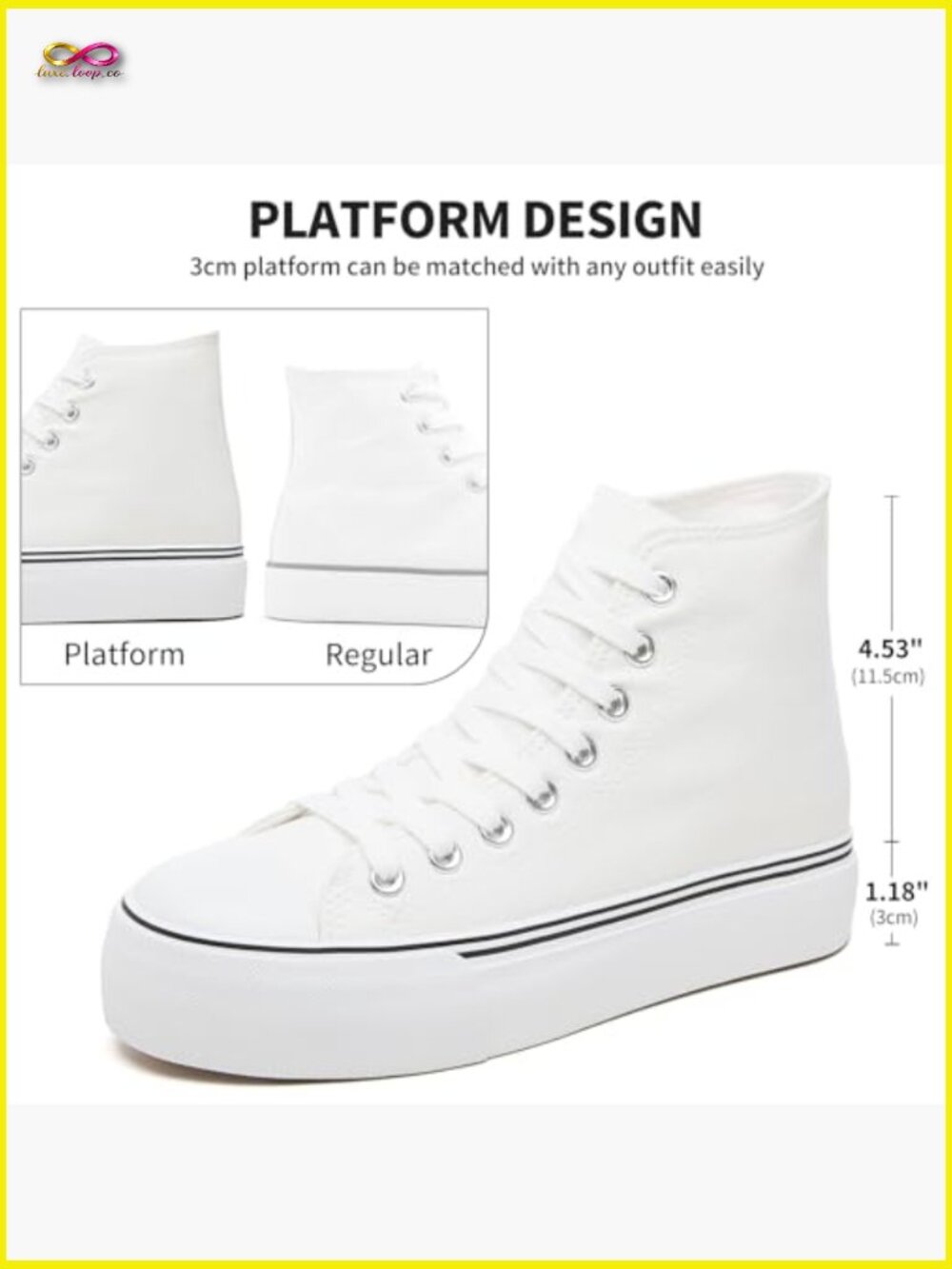 High Top Platform Sneakers Canvas Lace Up Retro Y2K Chic Casual Walking Shoes - Picture 4 of 7